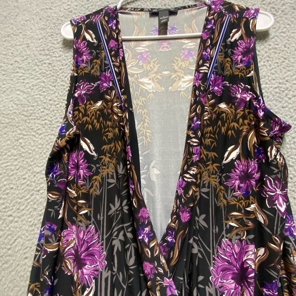 INC International Concepts Top Women Large Black Purple Sleeveless Wrap - Picture 7 of 10